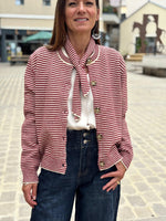 Charger l&#39;image dans la galerie, Ensemble Gilet et Echarpe FELIX Bordeaux Ecru
