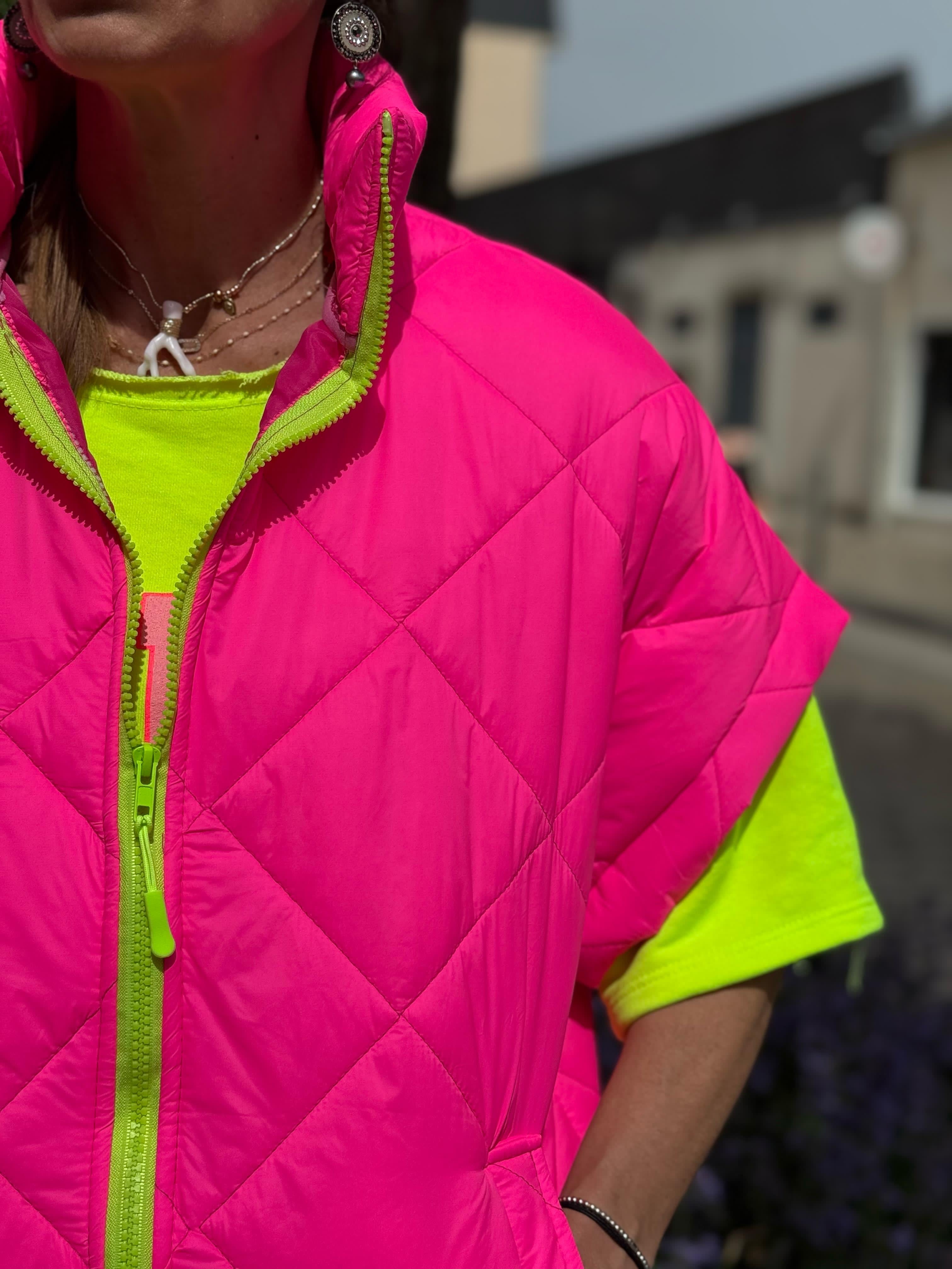 Doudoune manches courtes FIZZ Fuchsia fluo