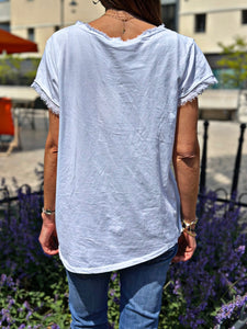 Tee shirt ST-TROPEZ Blanc/Fuchsia