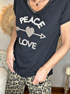 Tee shirt Peace Love Noir