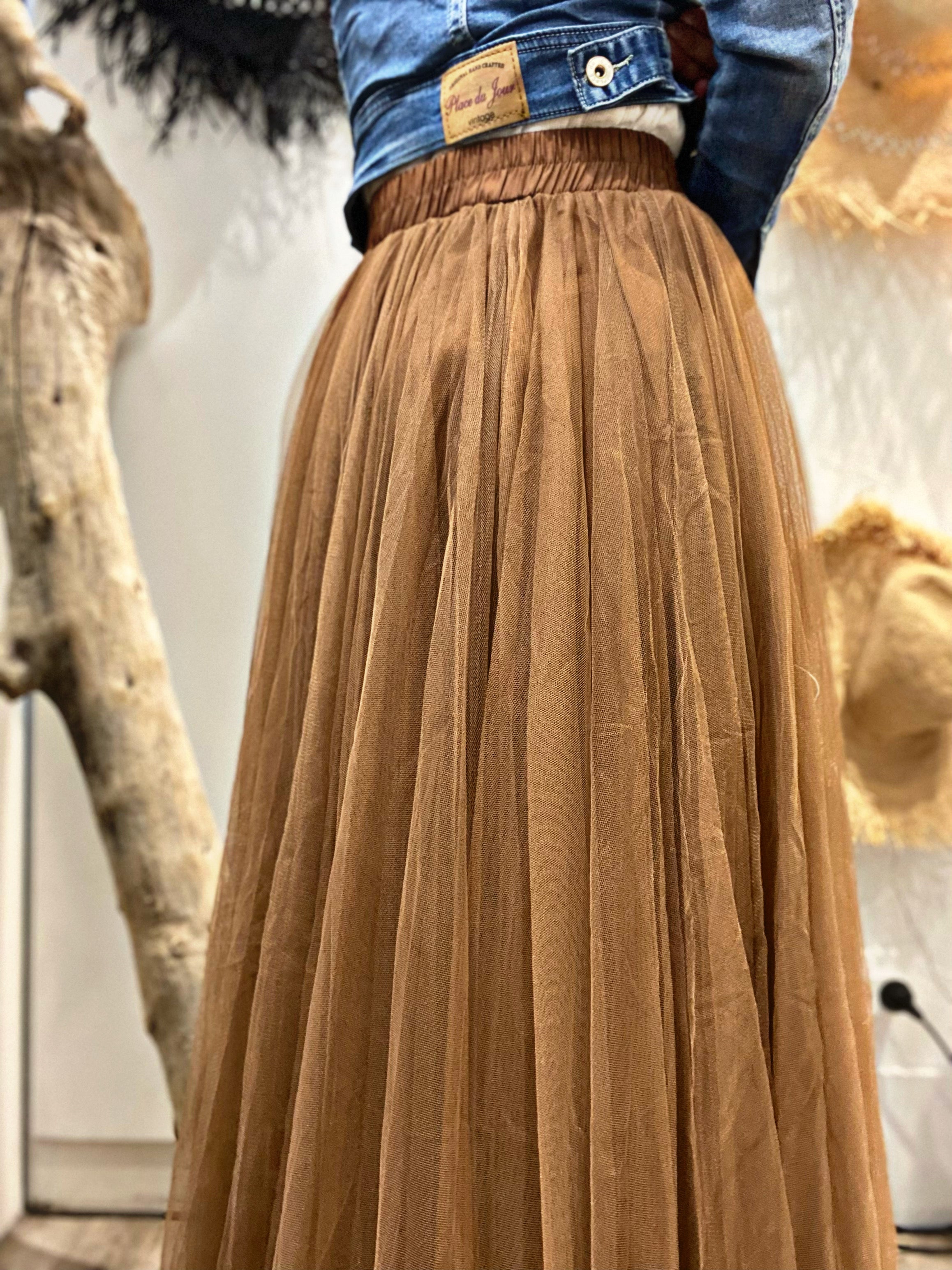 Jupe tulle CAMILLE Camel