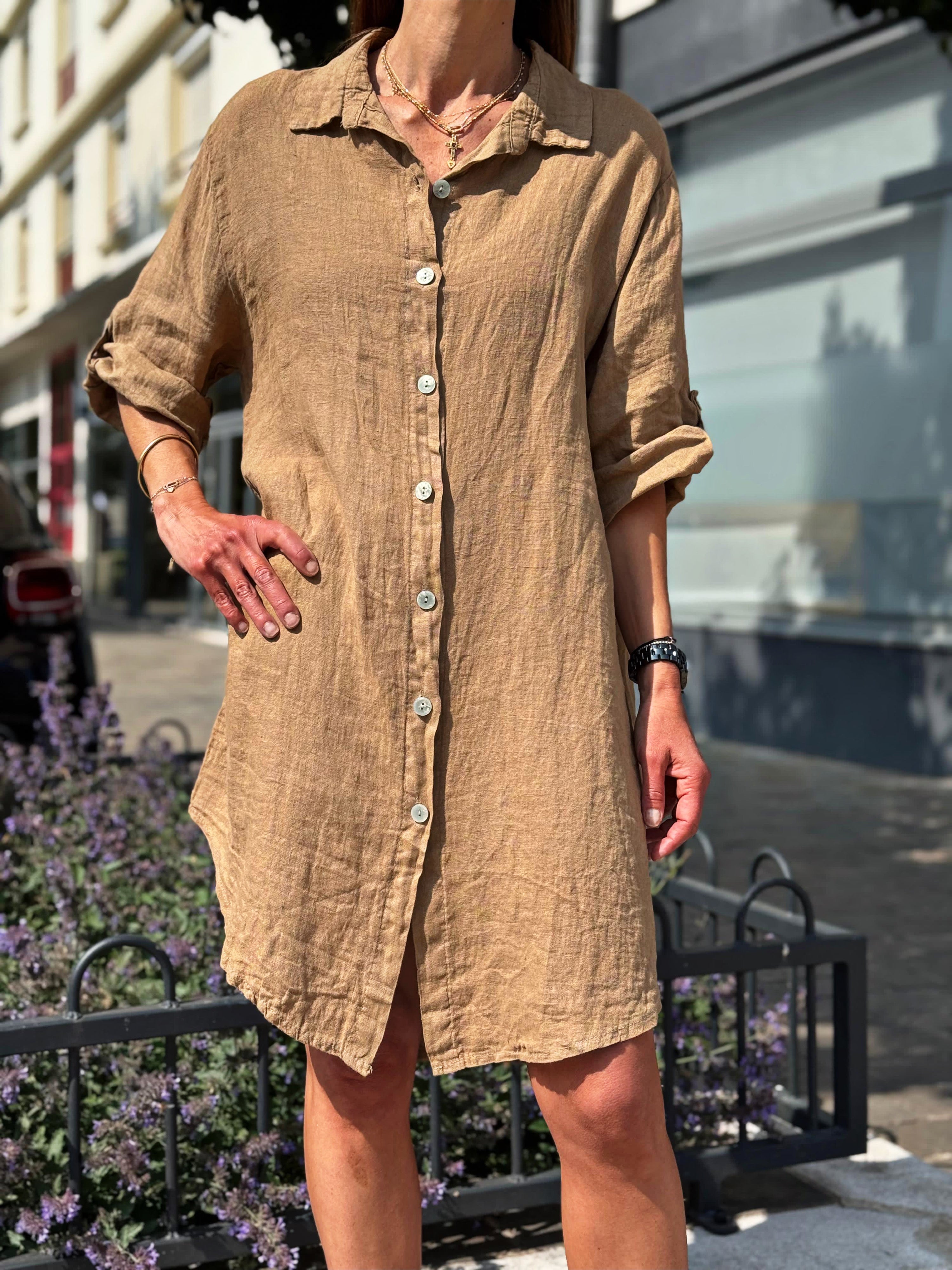 Robe lin  HAVANA Camel