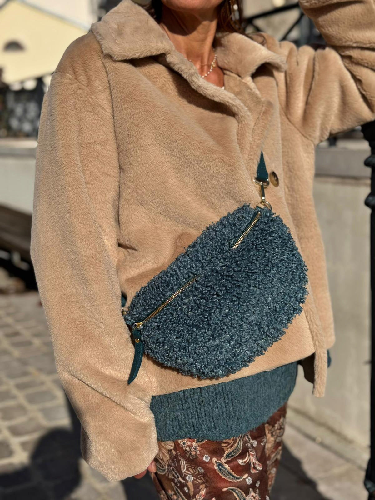 Sac banane bouclette MILA Bleu