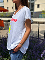 Charger l&#39;image dans la galerie, Tee shirt ST-TROPEZ Blanc/Fuchsia
