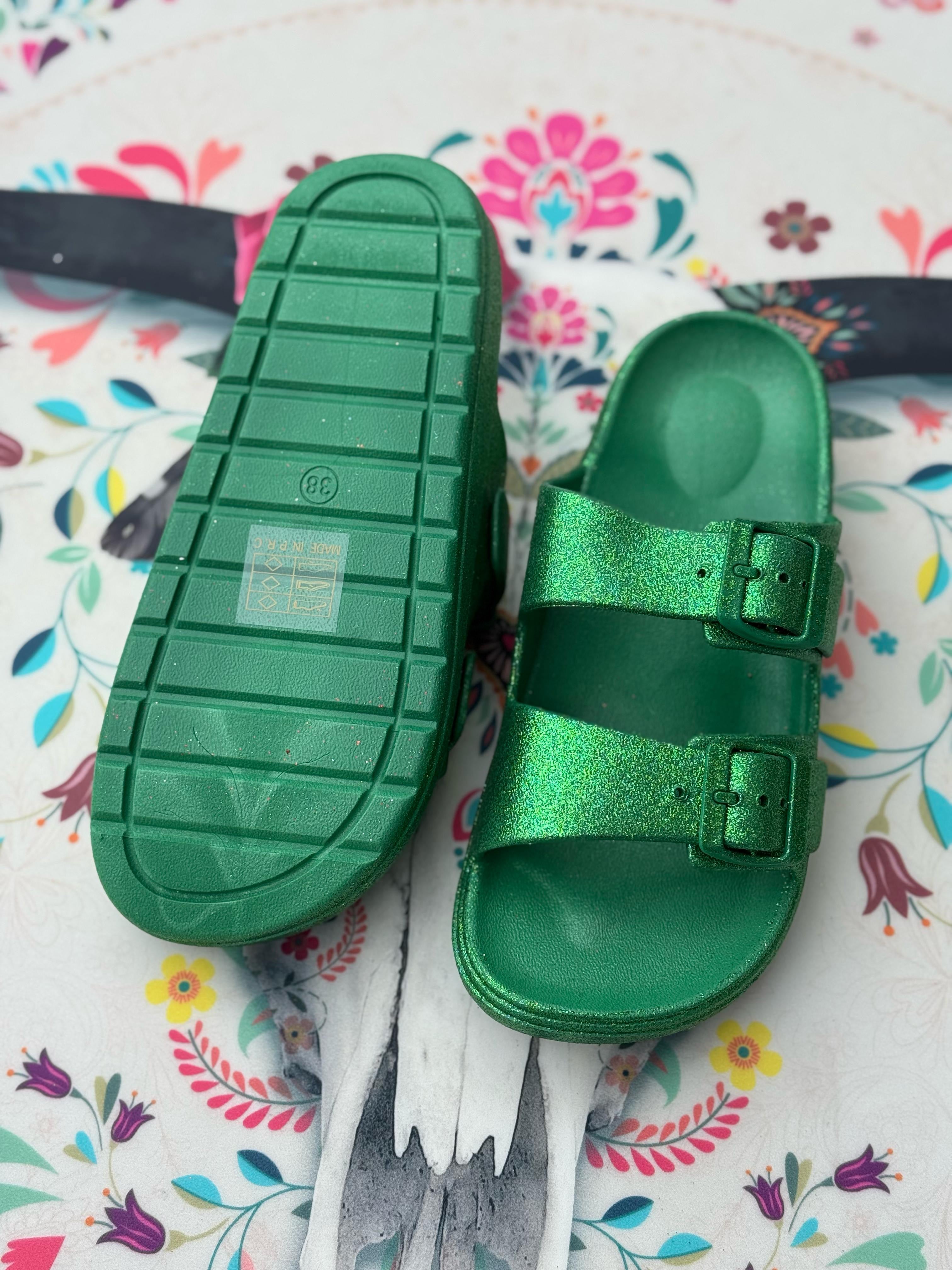 Sandales pailletées DINA Vert