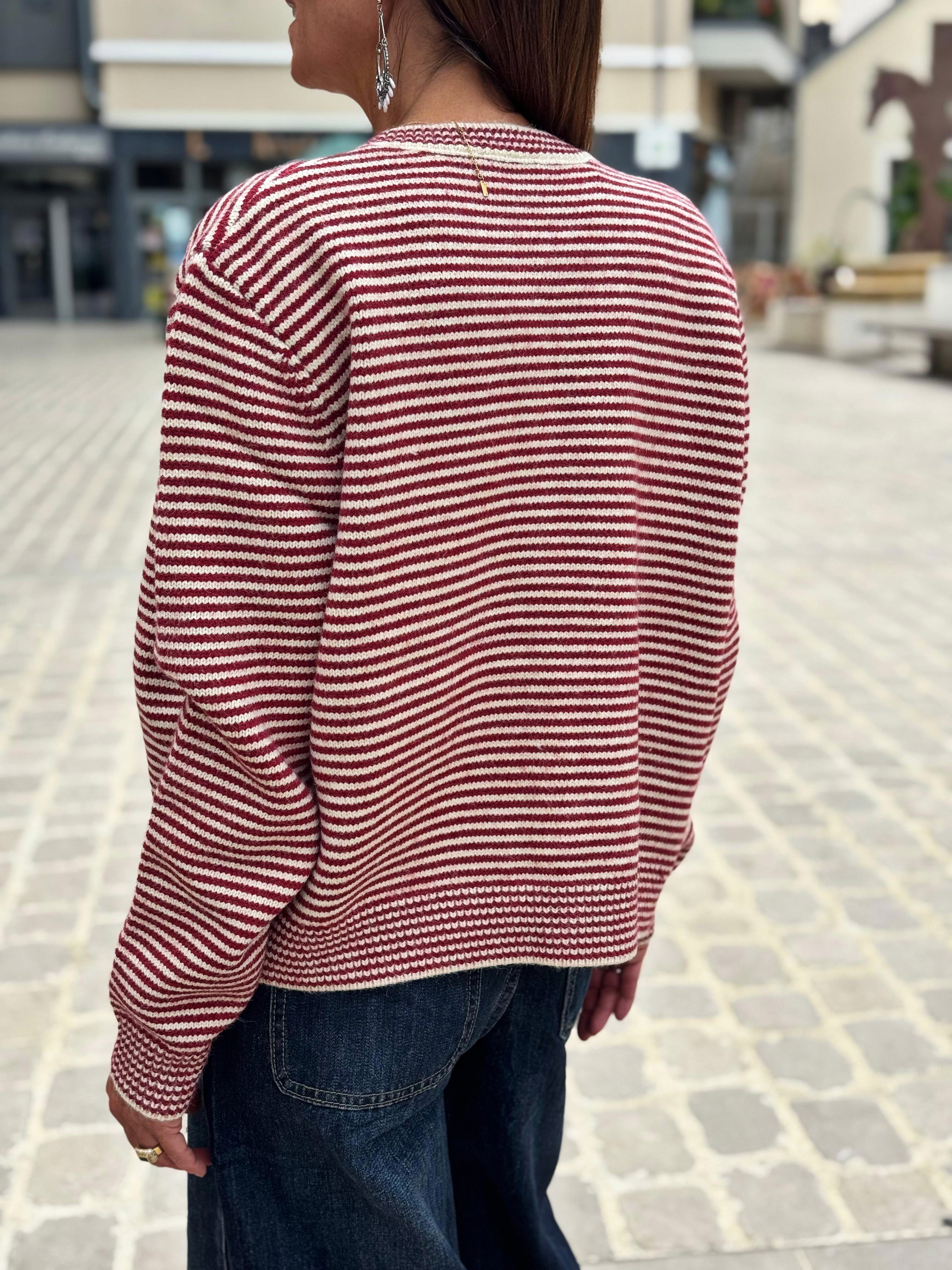 Ensemble Gilet et Echarpe FELIX Bordeaux Ecru