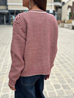 Charger l&#39;image dans la galerie, Ensemble Gilet et Echarpe FELIX Bordeaux Ecru
