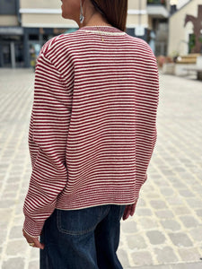 Ensemble Gilet et Echarpe FELIX Bordeaux Ecru