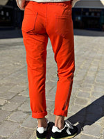 Charger l'image dans la galerie, Pantalon jogging MIKO Orange taille élastiquée bandes pailletées
