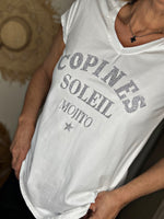 Charger l&#39;image dans la galerie, Tee shirt &quot; Copines Soleil Mojito &quot; Argenté
