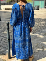Charger l'image dans la galerie, Robe longue gaze de coton bleu - NERYS
