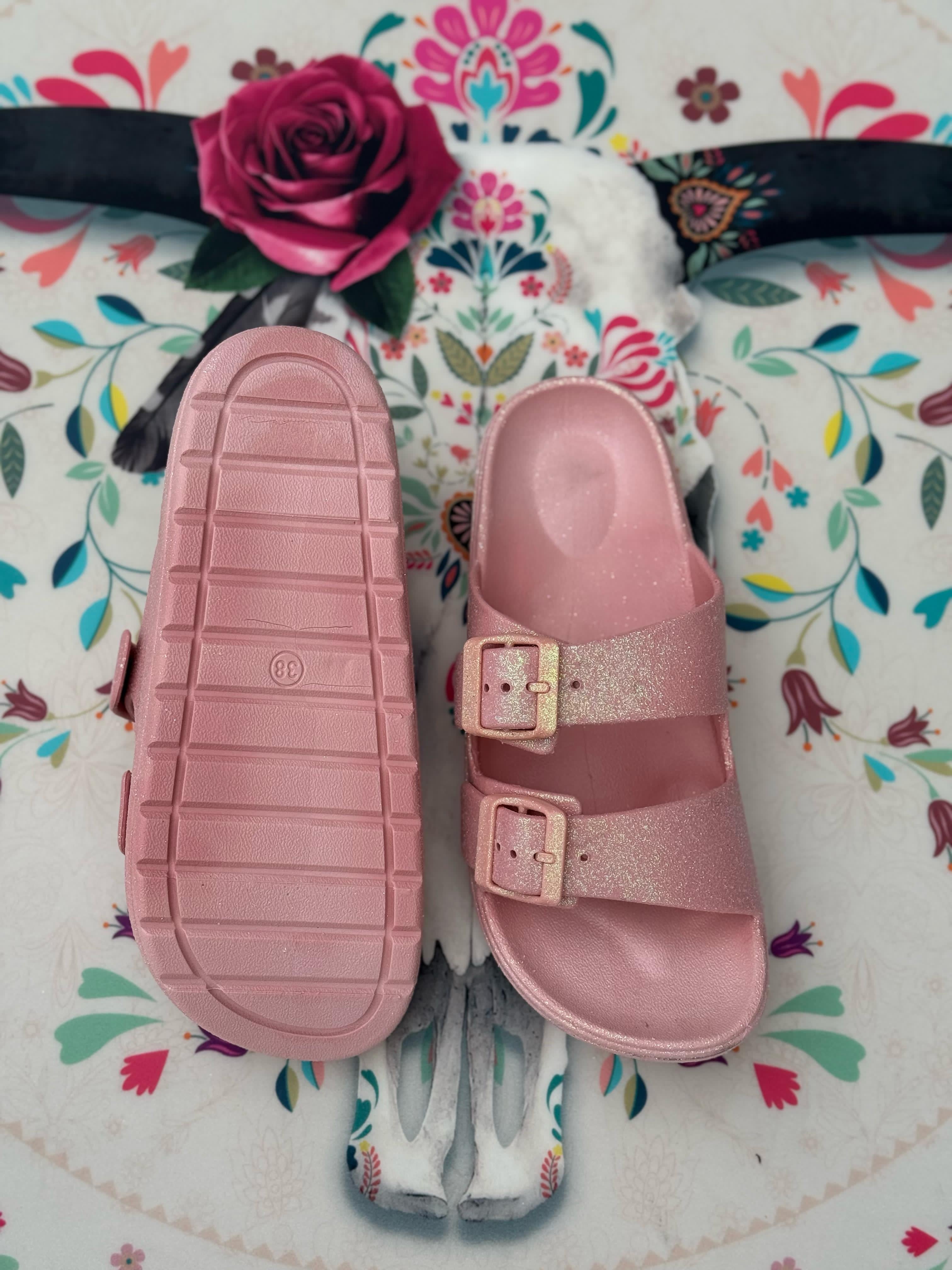 Sandales pailletées DINA Rose