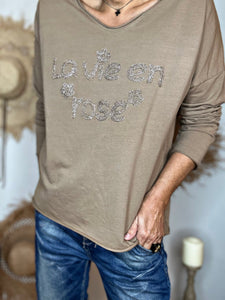 Tee shirt LA VIE EN ROSE Camel