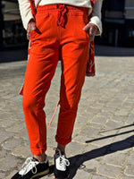 Charger l'image dans la galerie, Pantalon jogging MIKO Orange taille élastiquée bandes pailletées

