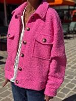 Charger l&#39;image dans la galerie, Blouson bouclette GAB Rose malabar

