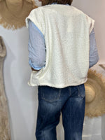 Charger l'image dans la galerie, Gilet sans manche PALMA Ecru/Bleu
