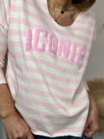 Charger l'image dans la galerie, T-shirt VANILLE marinière Ecru et Rose
