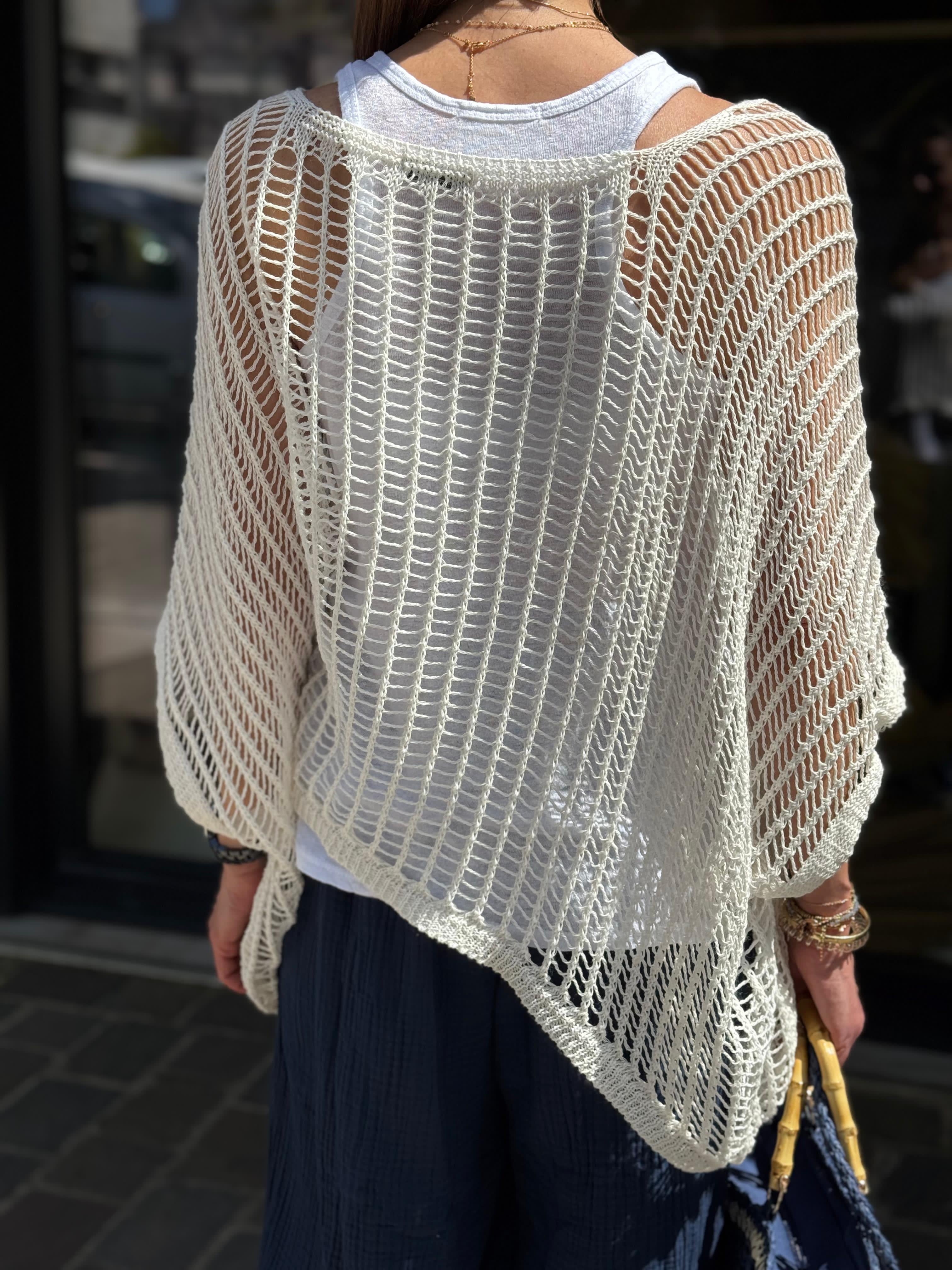 Pull maille ajourée ZAC Blanc