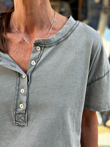 Tee shirt SMILE Kaki effet délavé