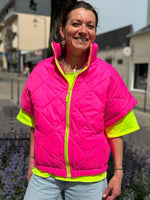 Charger l&#39;image dans la galerie, Doudoune manches courtes FIZZ Fuchsia fluo
