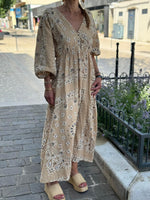 Charger l'image dans la galerie, Robe longue gaze de coton camel - NERYS

