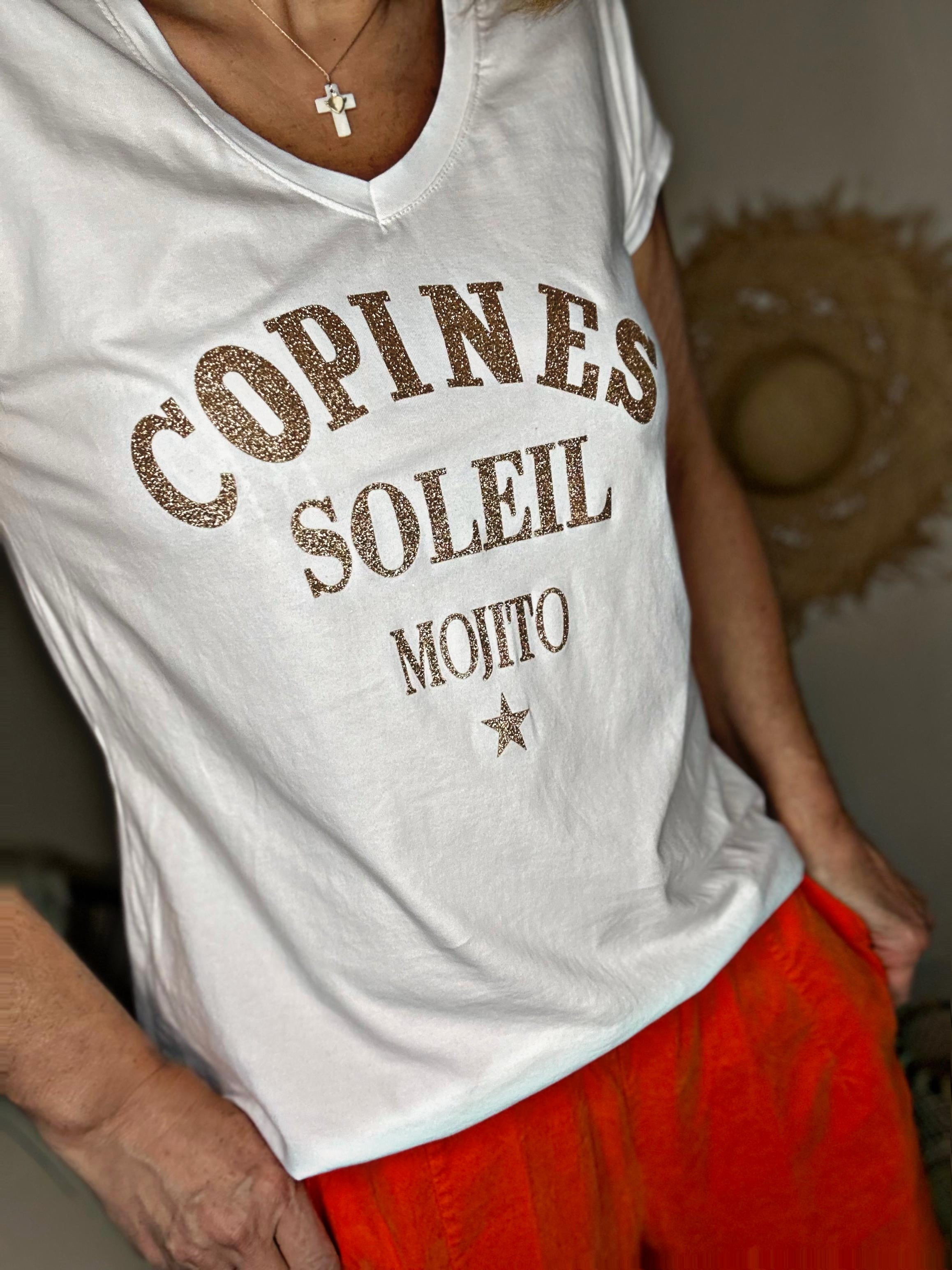 Tee shirt " Copines Soleil Mojito " Doré