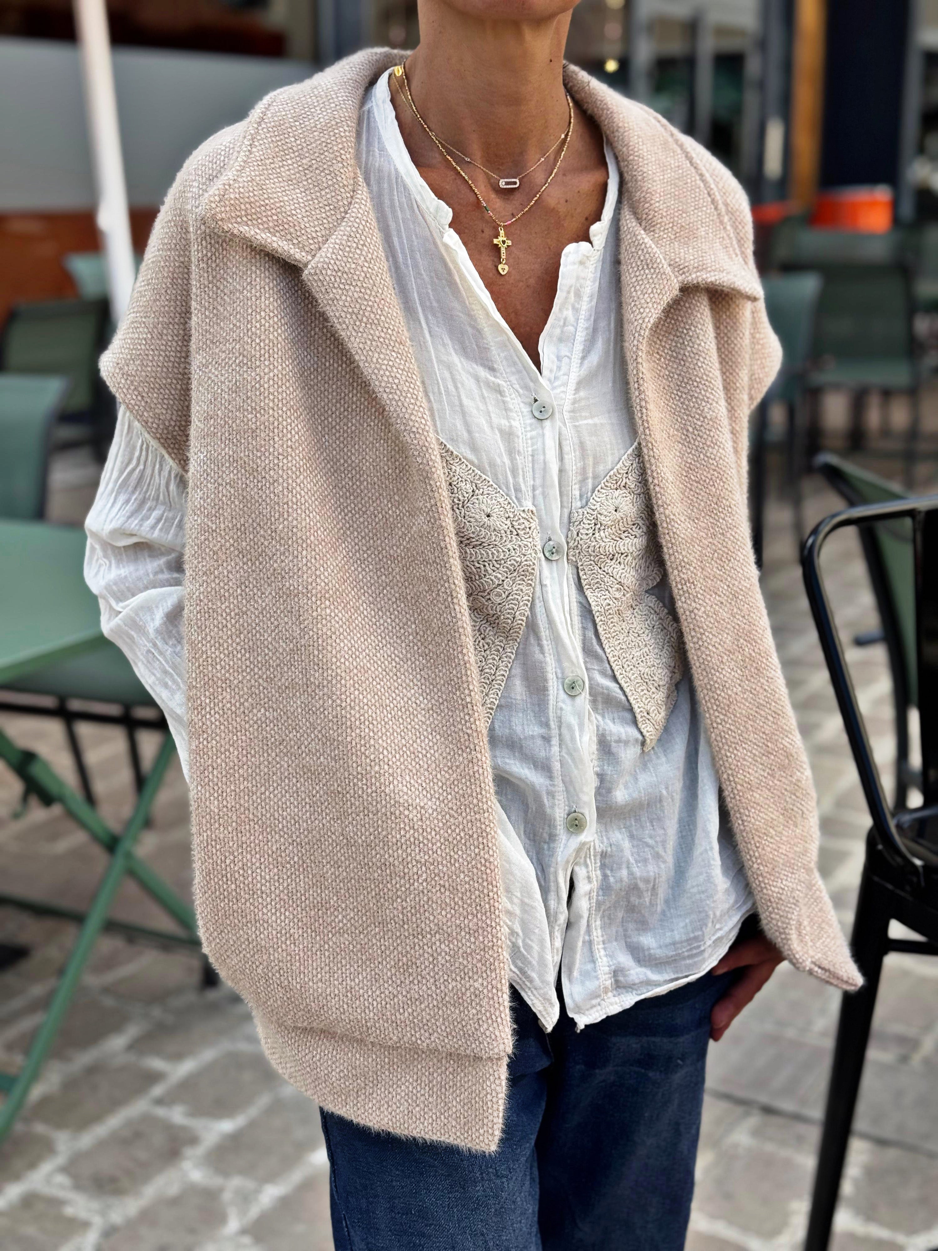Veste sans manches LYNA Beige clair