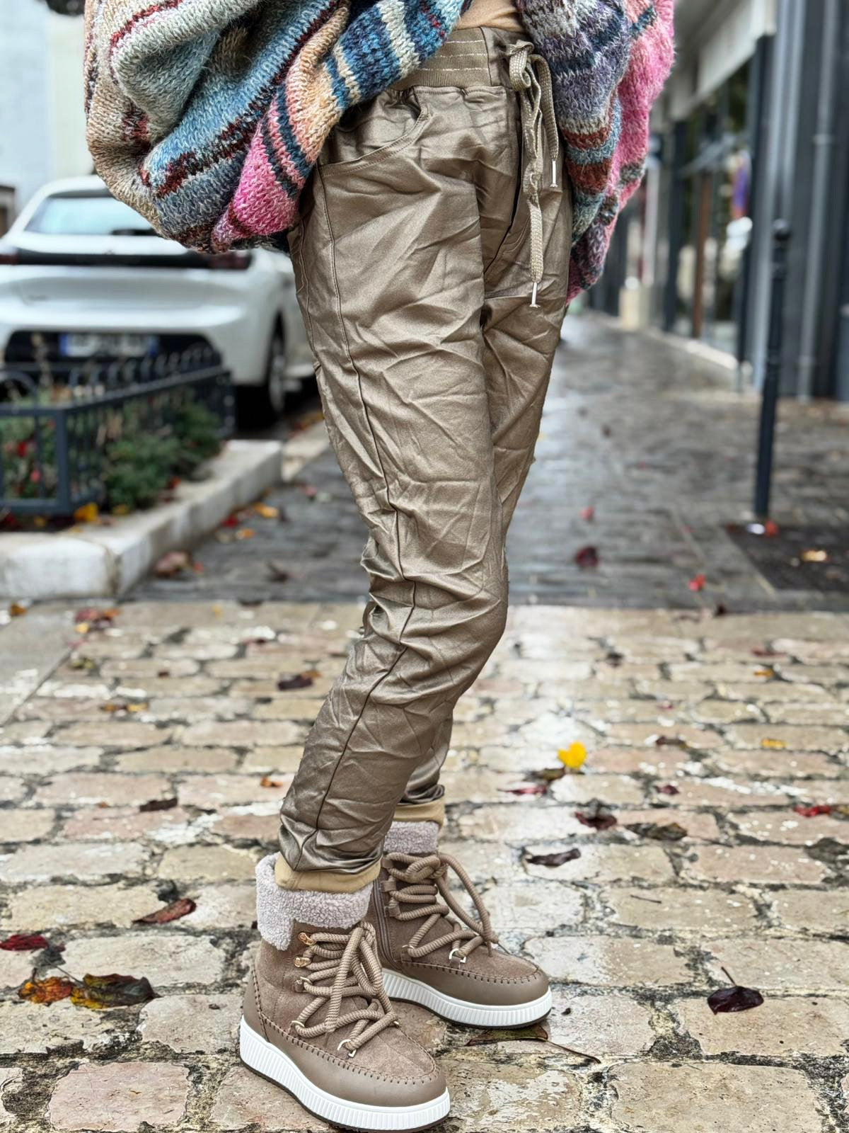Pantalon simili cuir MADDOX Camel