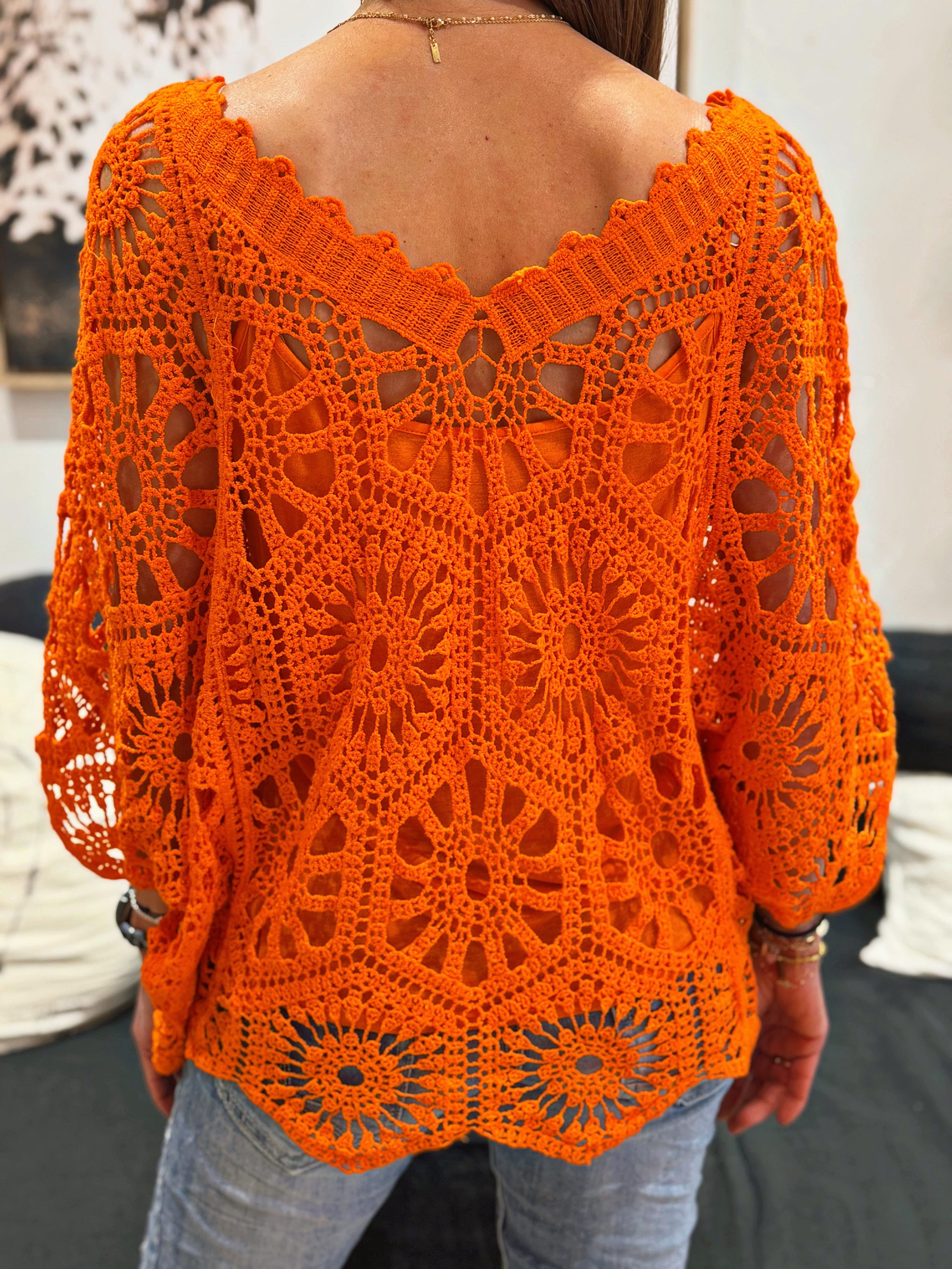 Pull crochet ZARA Orange