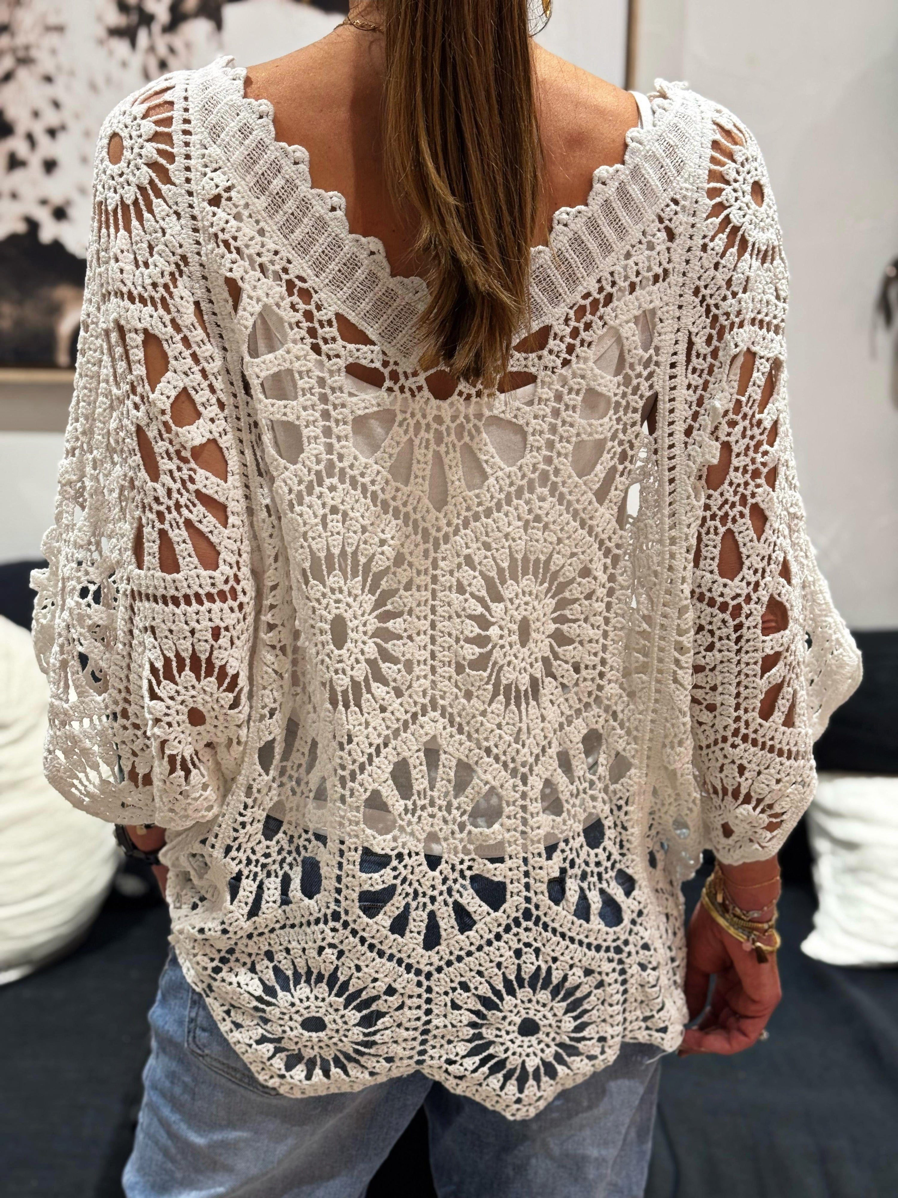 Pull crochet ZARA Blanc