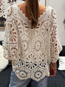Pull crochet ZARA Blanc