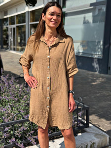 Robe lin  HAVANA Camel