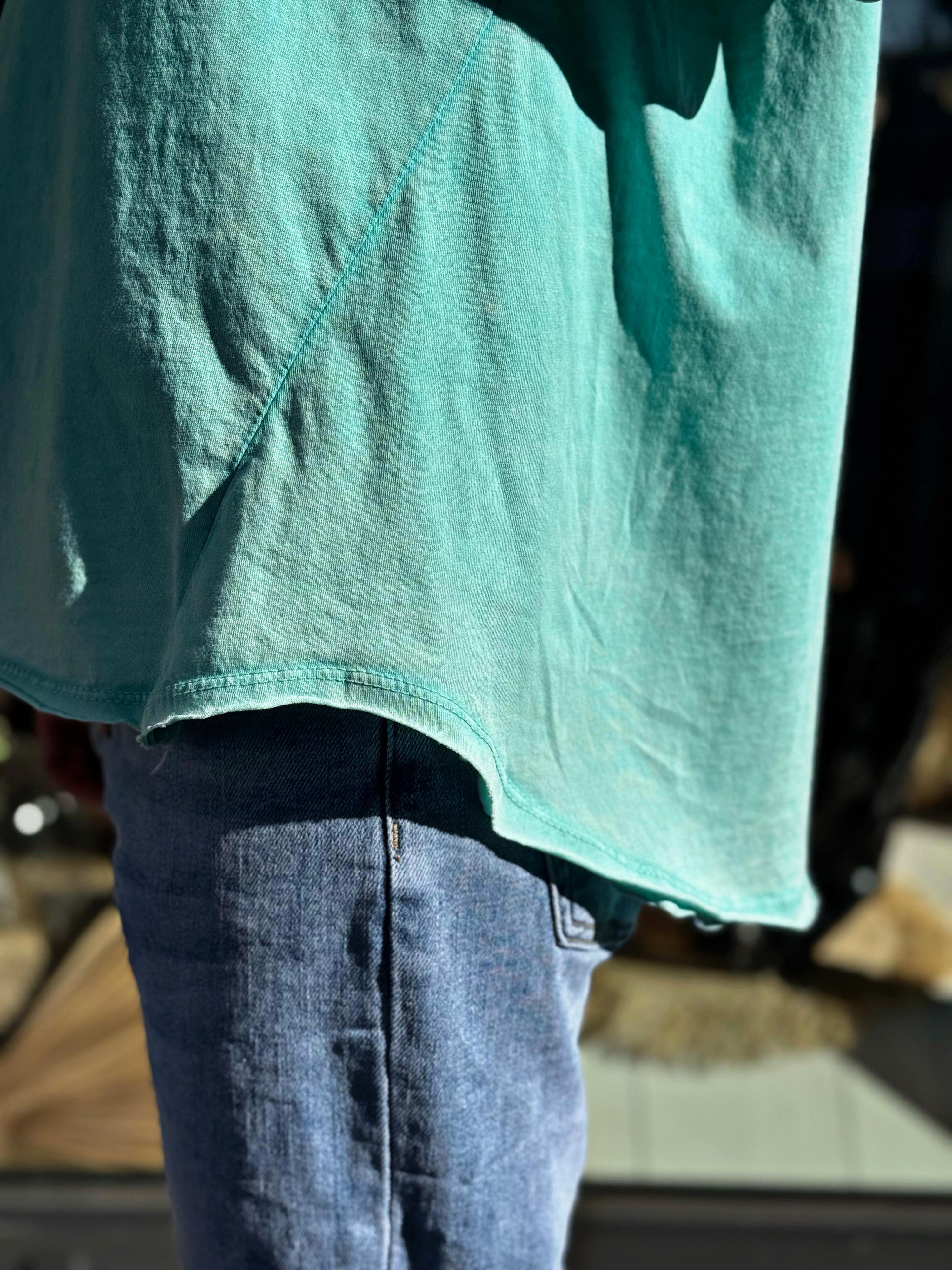 Tee shirt SMILE Turquoise effet délavé