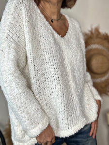 Pull bouclette MARTINO Blanc