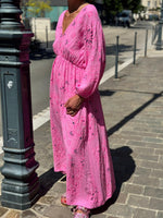 Charger l'image dans la galerie, Robe longue gaze de coton fuchsia - NERYS

