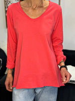 Charger l'image dans la galerie, T-shirt manches longues Rouge/Corail - ILONA
