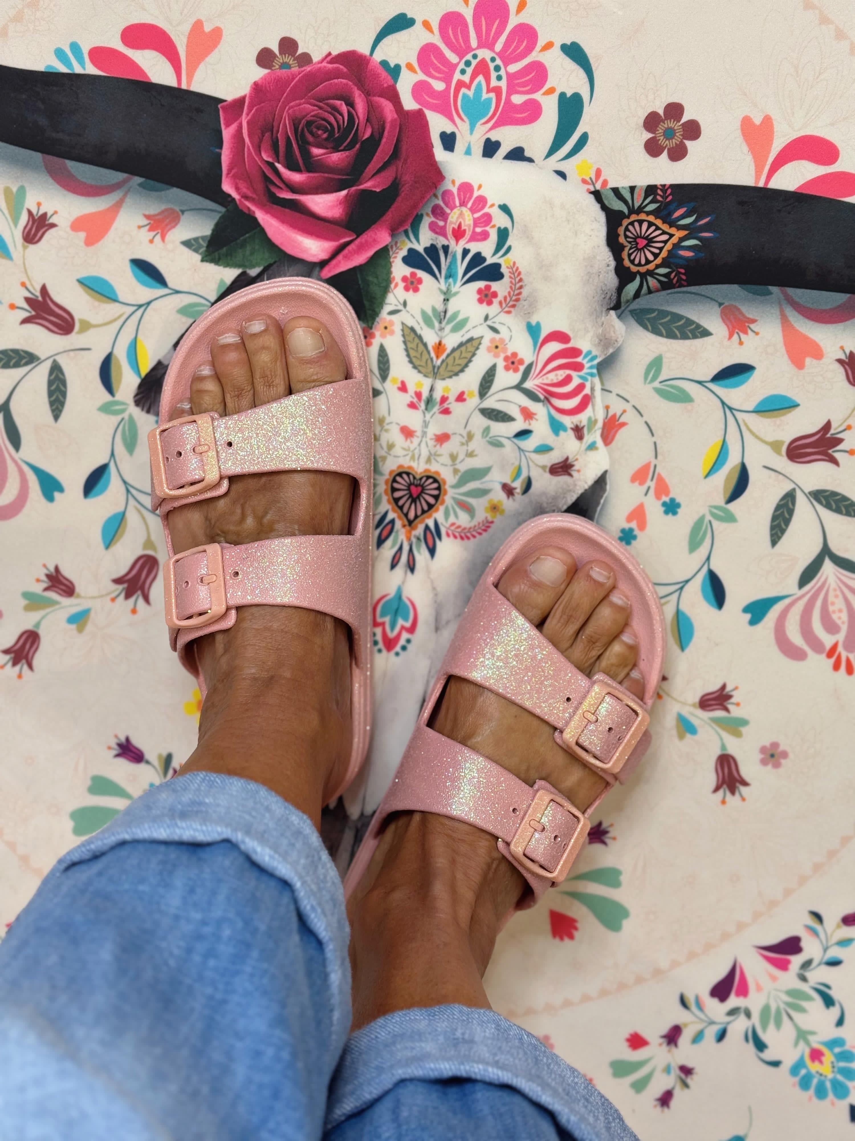Sandales pailletées DINA Rose