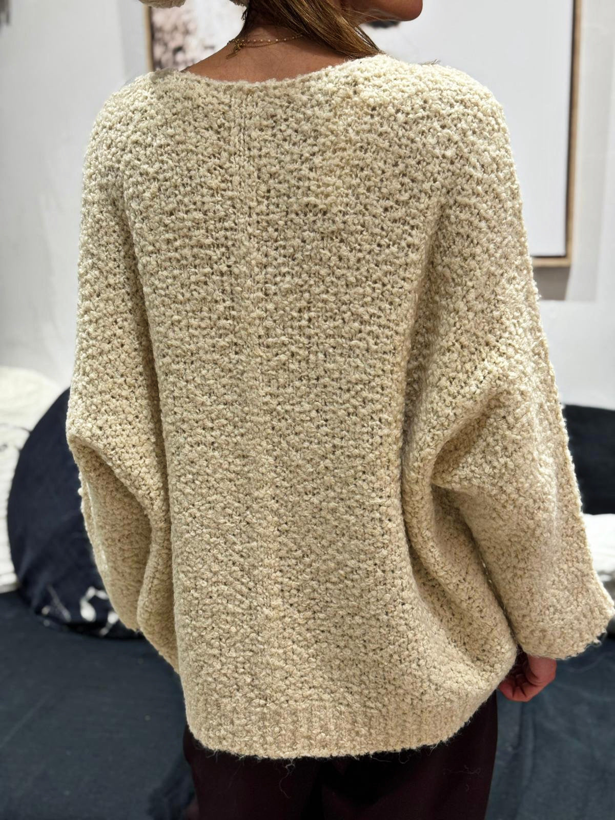 Pull BE HAPPY Ecru/Choco