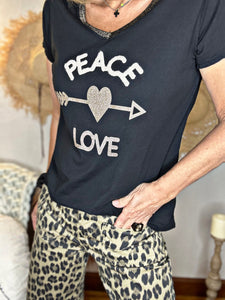 Tee shirt Peace Love Noir