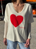 Charger l'image dans la galerie, Pull LOVE Ecru/Rouge
