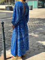 Charger l'image dans la galerie, Robe longue gaze de coton bleu - NERYS
