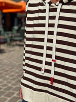Charger l&#39;image dans la galerie, Sweat fin à capuche RIVAGE Choco/Ecru
