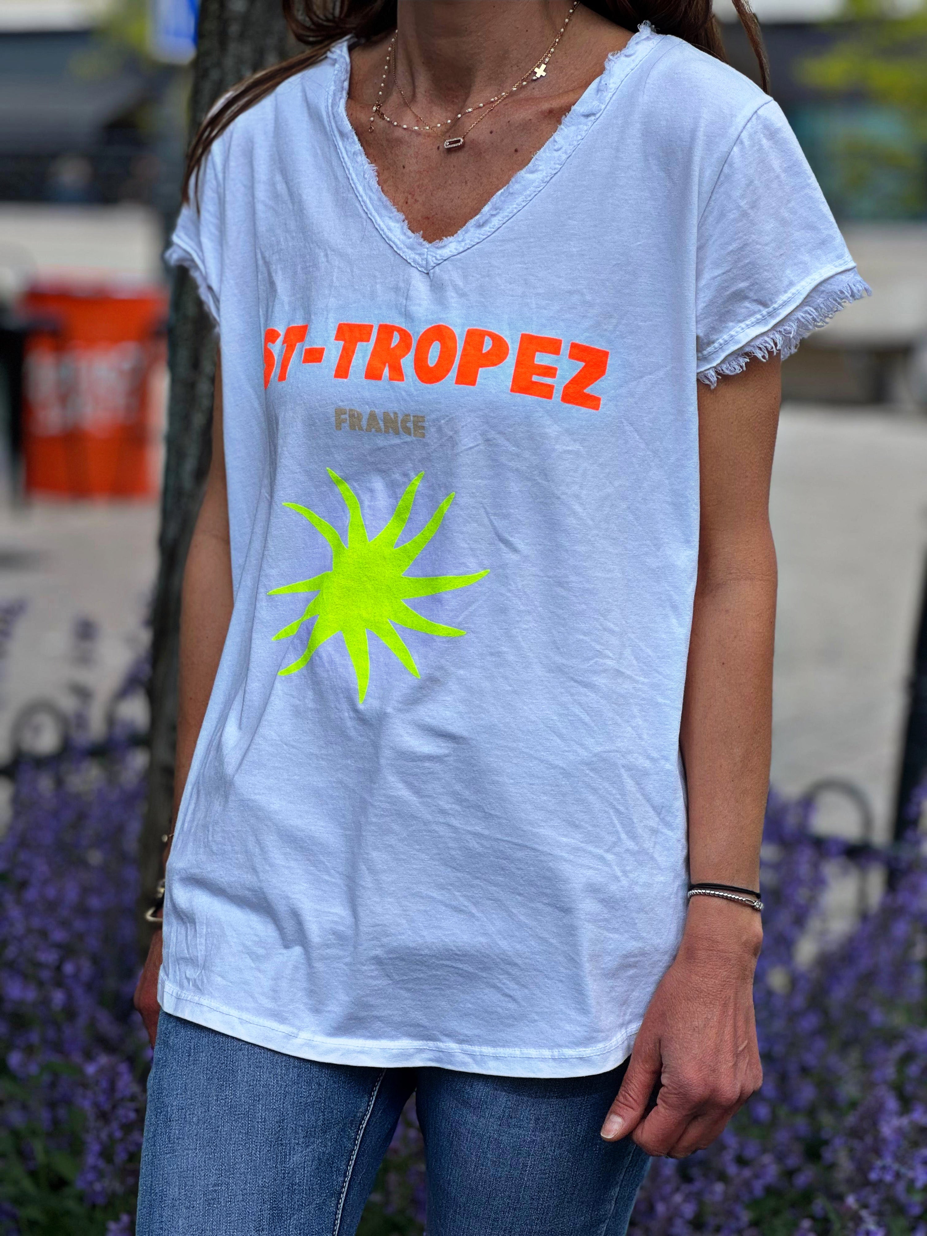 Tee shirt ST-TROPEZ Blanc/Orange