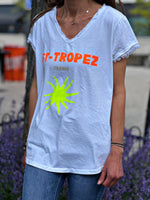 Charger l&#39;image dans la galerie, Tee shirt ST-TROPEZ Blanc/Orange
