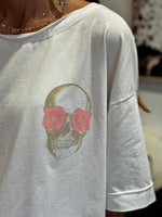 Charger l'image dans la galerie, Tee shirt blanc fluo tête de mort - SKULL
