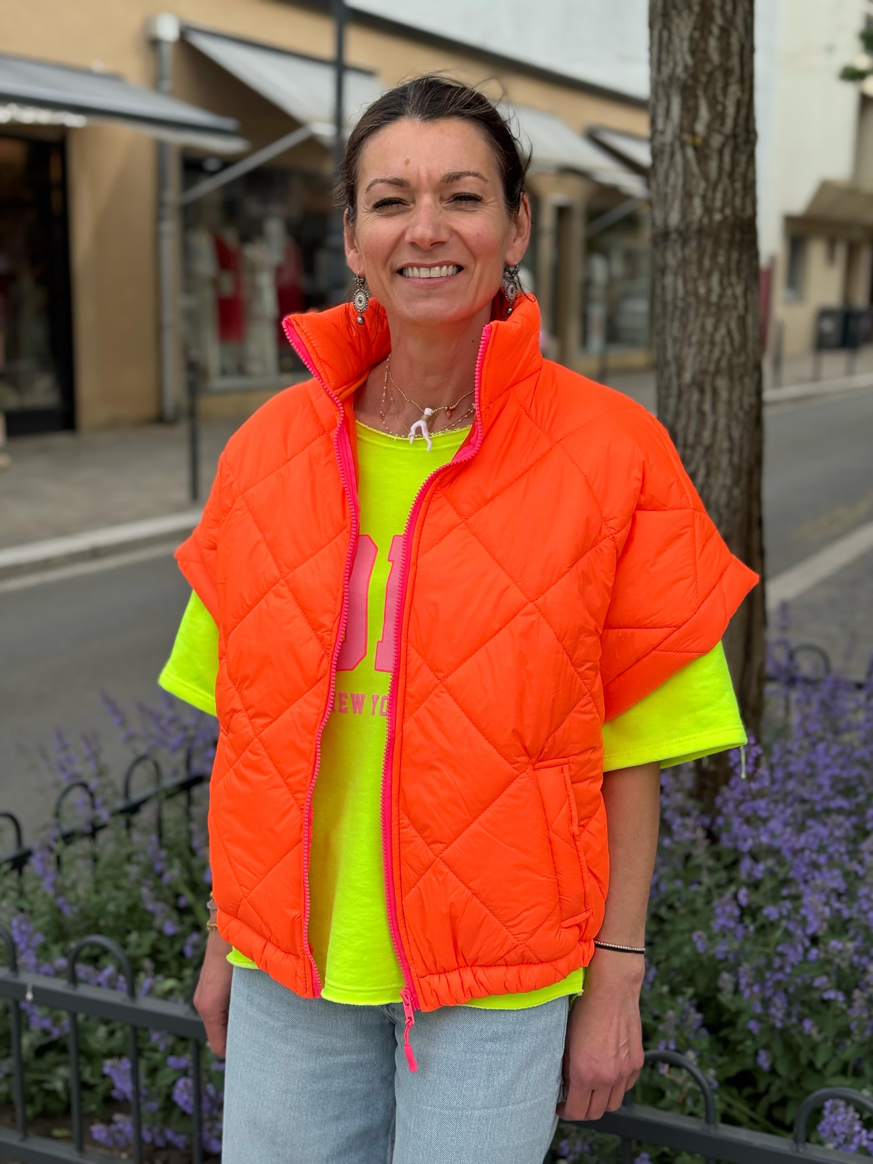 Doudoune manches courtes FIZZ Orange fluo