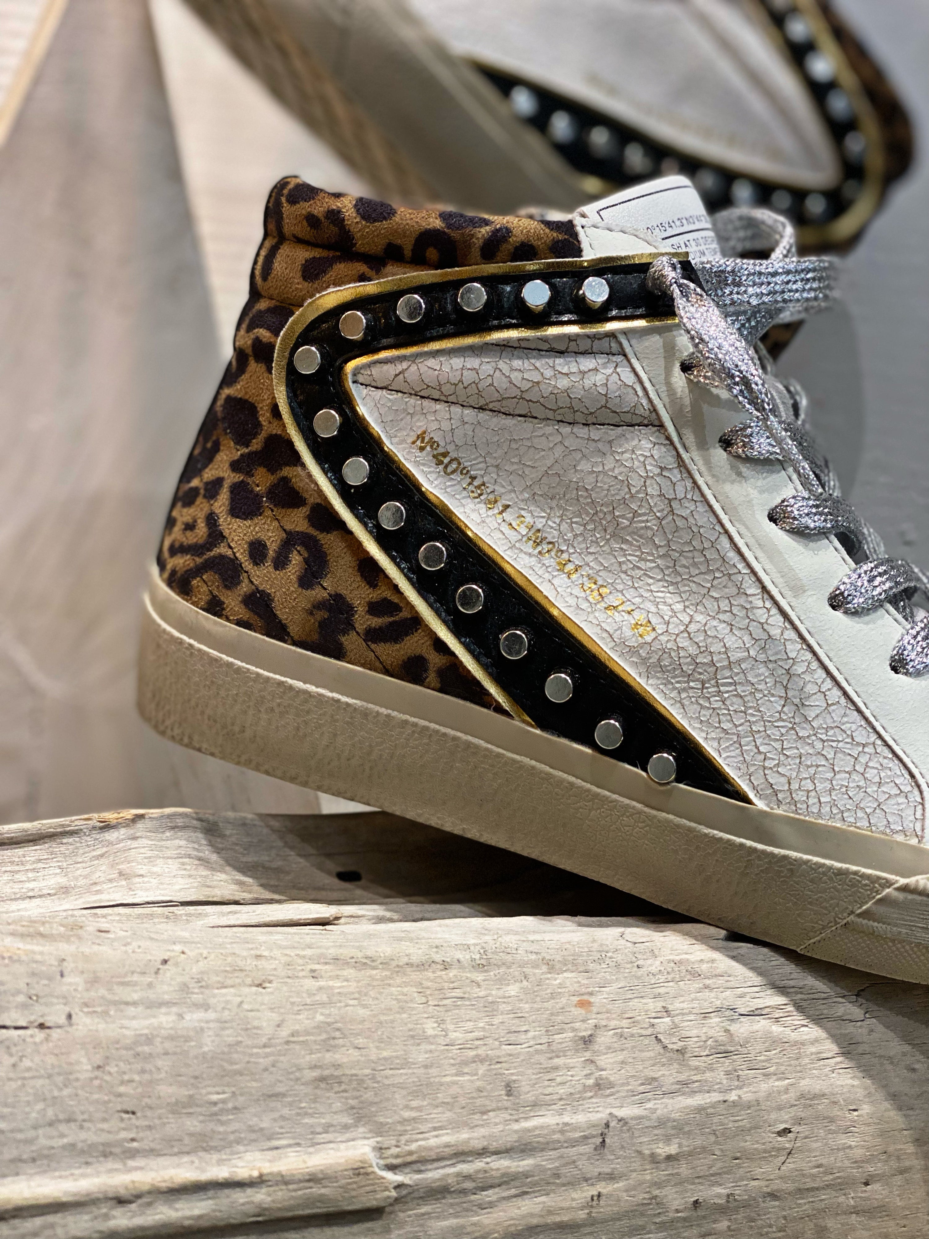Baskets hautes NILA Blanc- Leopard