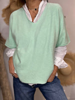 Charger l'image dans la galerie, Pull doux réversible LALY Vert d'eau
