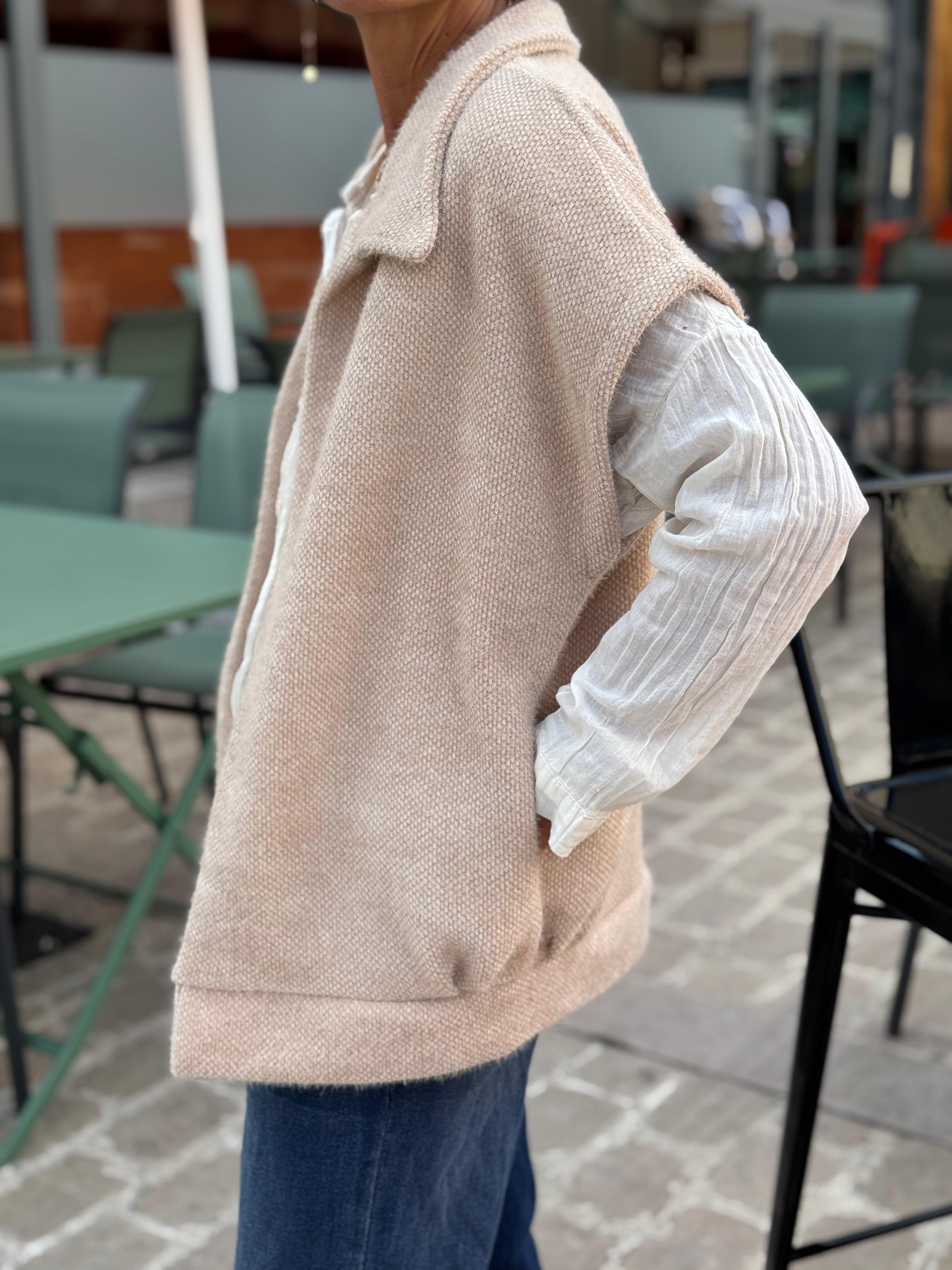 Veste sans manches LYNA Beige clair