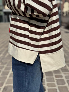 Sweat fin à capuche RIVAGE Choco/Ecru